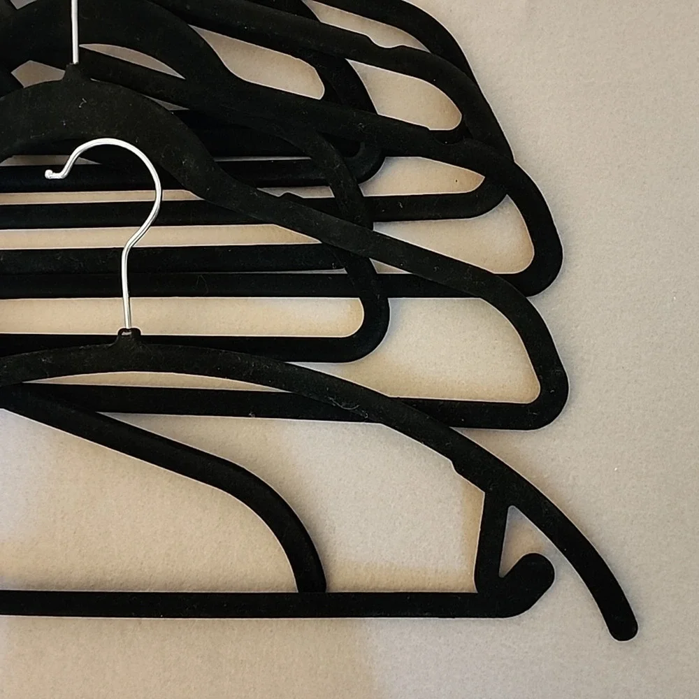 Mixed Lot of 10 Felt Black Clothes Hangers for Shirts and Pants